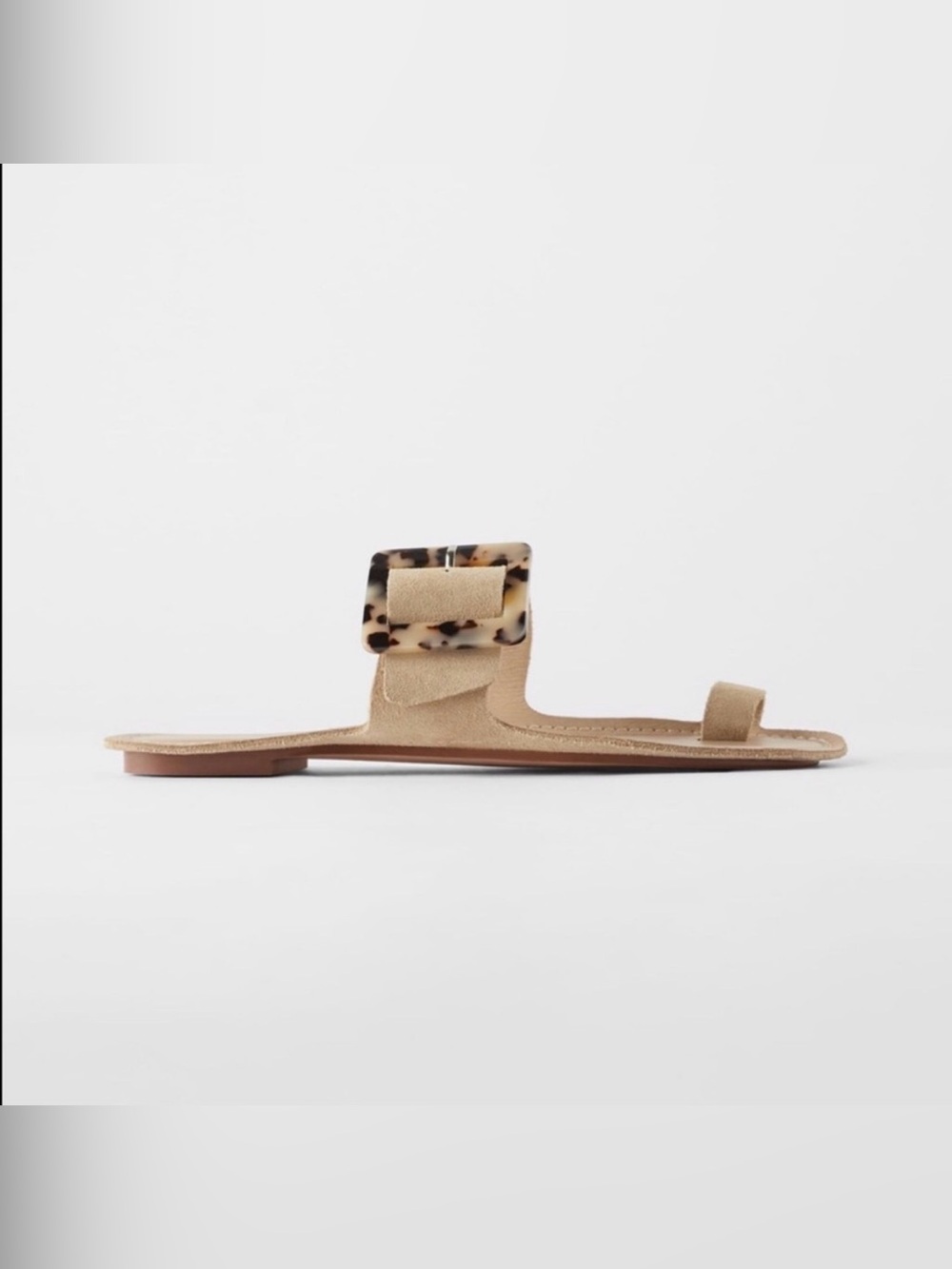 Zara Beige Buckle Slide Sandals - Picture 4 of 12